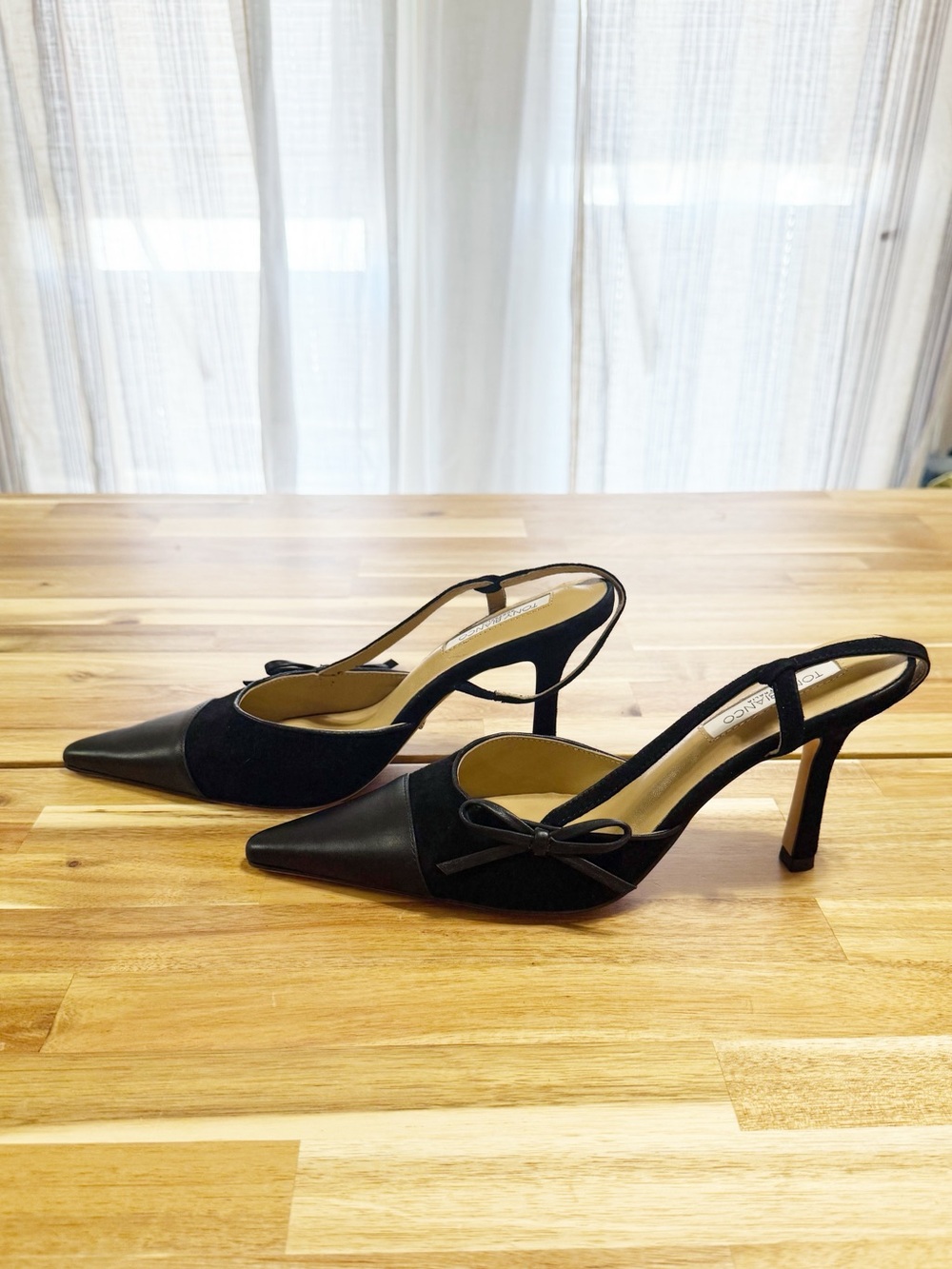 Tony Bianco Harmony Bow Detail Pointed Cap Toe Slingback in Black Revolve 8 - Picture 8 of 15